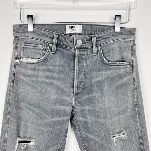 Agolde Jeans Women's 30 Grey Mid-Rise Skinny Distressed Premium Denim - Picture 3 of 16